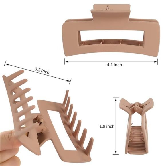 jaw clips 8 Pack Rectangle Large Hair Claw for Women and Girls Matte Nonslip - Picture 3 of 8